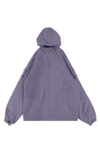訂製紫色燈芯絨衛衣外套  設計印花LOGO 日本花魁 文化  拉鏈衛衣專門店 手臂袋位設計 100%cotton  Z611